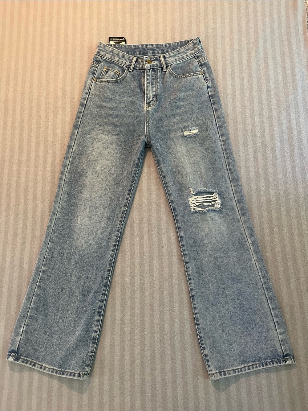 Garage Light Blue Distressed Wide-Leg Jeans